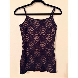 Express Best Loved Bra Cami Lace Tank Top Black Nude Lined Size M